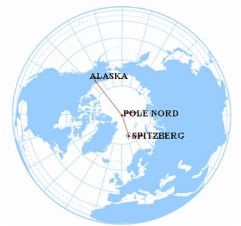 Parcours de l&#039;expédition entre Le Spitzberg et L’Alaska. Crédits : J.B. Epron/ôdouce.